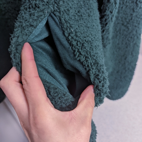 Sonoma Forrest Green Super Soft Sherpa Quarter Zip-up Pullover Sweater - Picture 6 of 9